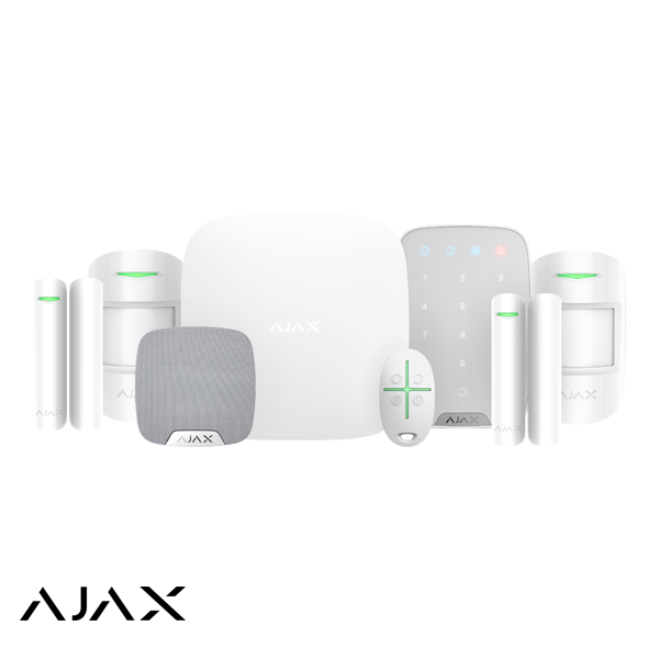 AJAX HUBKIT LUXE WIT: GSM/LAN HUB, 2 * PIR, 2 * MC, AFB, KEYPAD, BINNENSIRENE