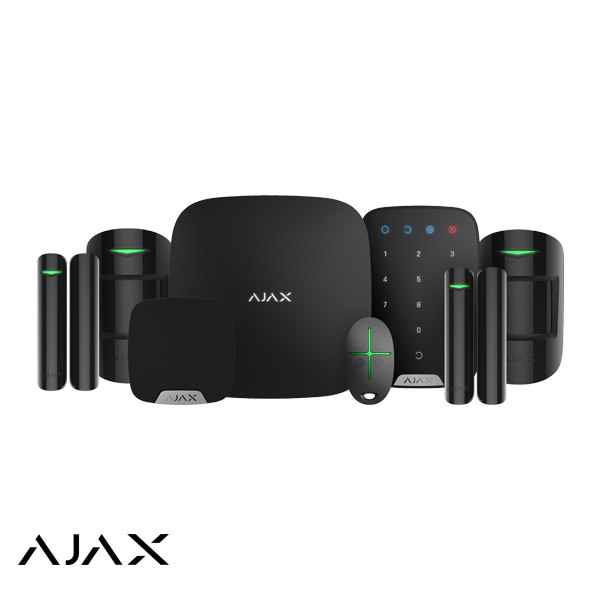 AJAX HUBKIT LUXE ZWART: GSM/LAN HUB, 2 * PIR, 2 * MC, AFB, KEYPAD, BINNENSIRENE